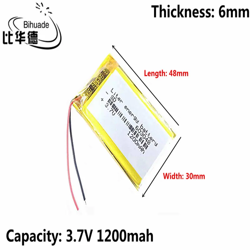 10pcs 3.7V 1200mAh 603048 Lithium Polymer Li-Po li ion Rechargeable Battery cells For Mp3 MP4 MP5 GPS PSP mobile bluetooth