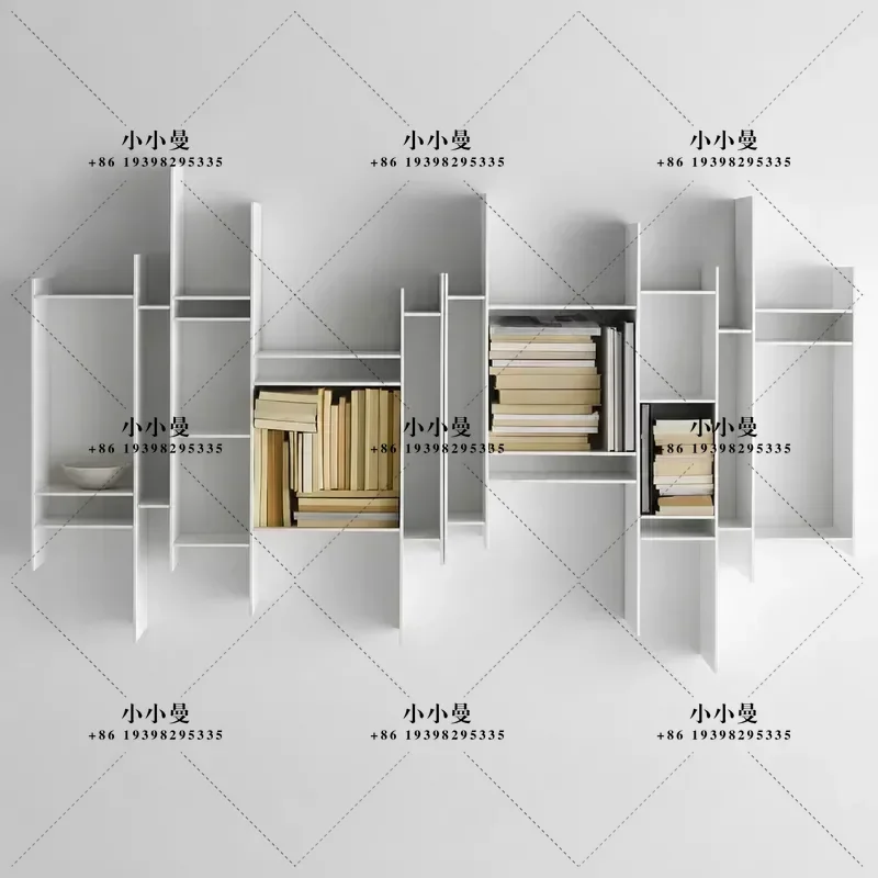 Italian Light Luxury Wall Mounted Bookcase White Paint Bookshelf Creative Personality Shelf Decorative Shelf Study Furniture