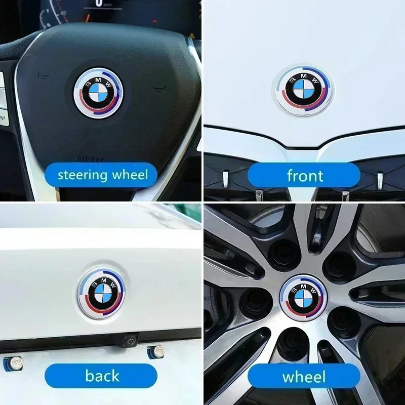 

7Pcs/lot Car 50th Anniversary Logo For bbb-BMW G30 G31 G38 G11 G12 G20 G28 F10 F48 F49 G01 F20 F21 Wheel Rim Decoration Cover