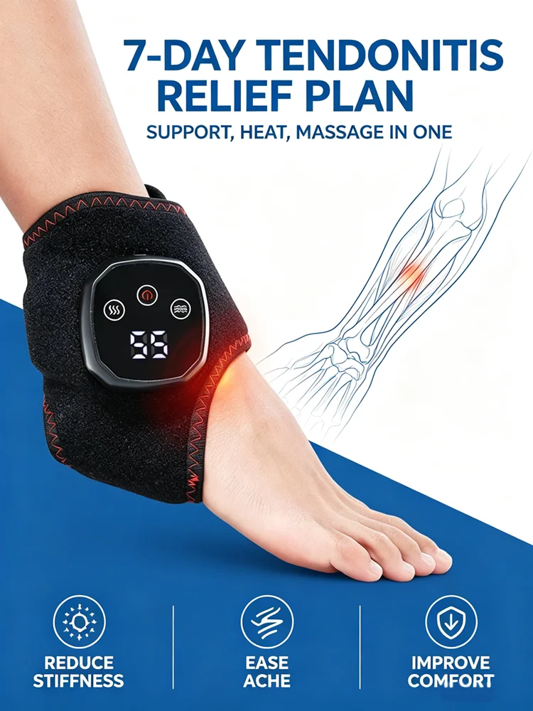 2026 Cordless Ankle Massager with Hot Compress Electric Vibration Warmer for Daily Relaxation Wrist Foot Wrap