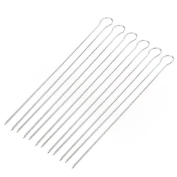 6Pcs Stainless Steel Skewers Dual Prong Grilling Forks Reusable Bbq Tools Stainless Steel Set Non Slip Rings For Sets Vegetables