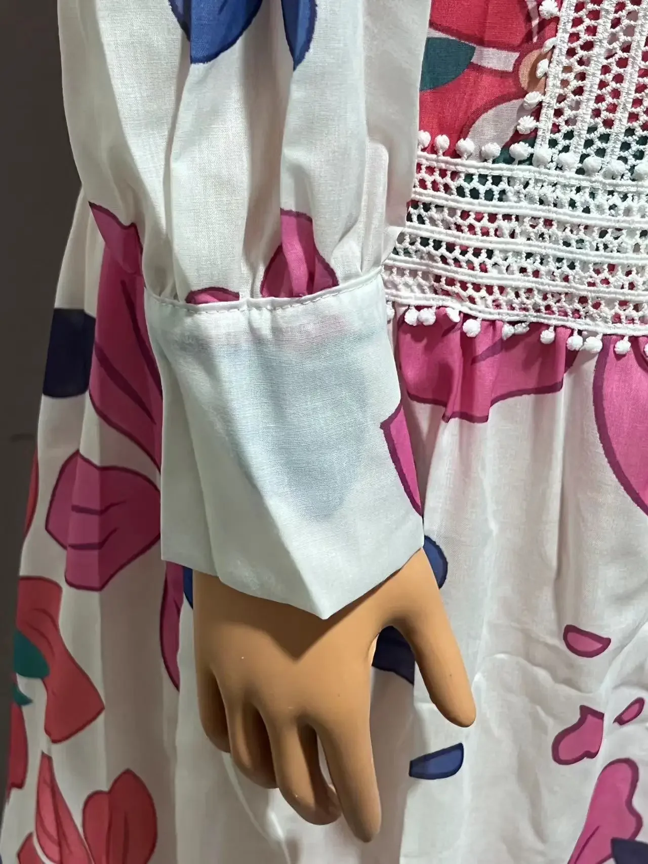 Lente zomer nieuwe vrouwen vestidos mode retro print elegante kant paneel shirt lange jurk vrouwelijke formele jurken
