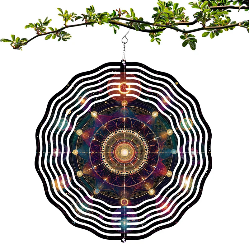 1pc, 3D Mandala Flower Hanging Wind Spinner Outdoor Decor, for Garden Wind Chimes Metal Yard Spinners with
