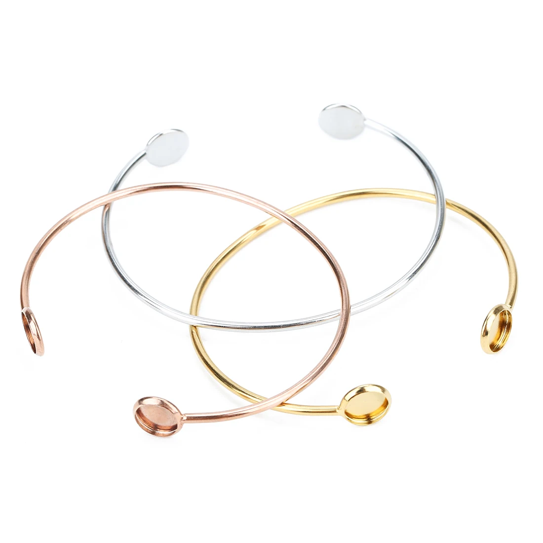 1Pc Stainless Steel Bendable Cuff Bracelet Base Blanks Fit 8mm Cabochon Bangle Setting Trays Diy Jewelry Making Findings