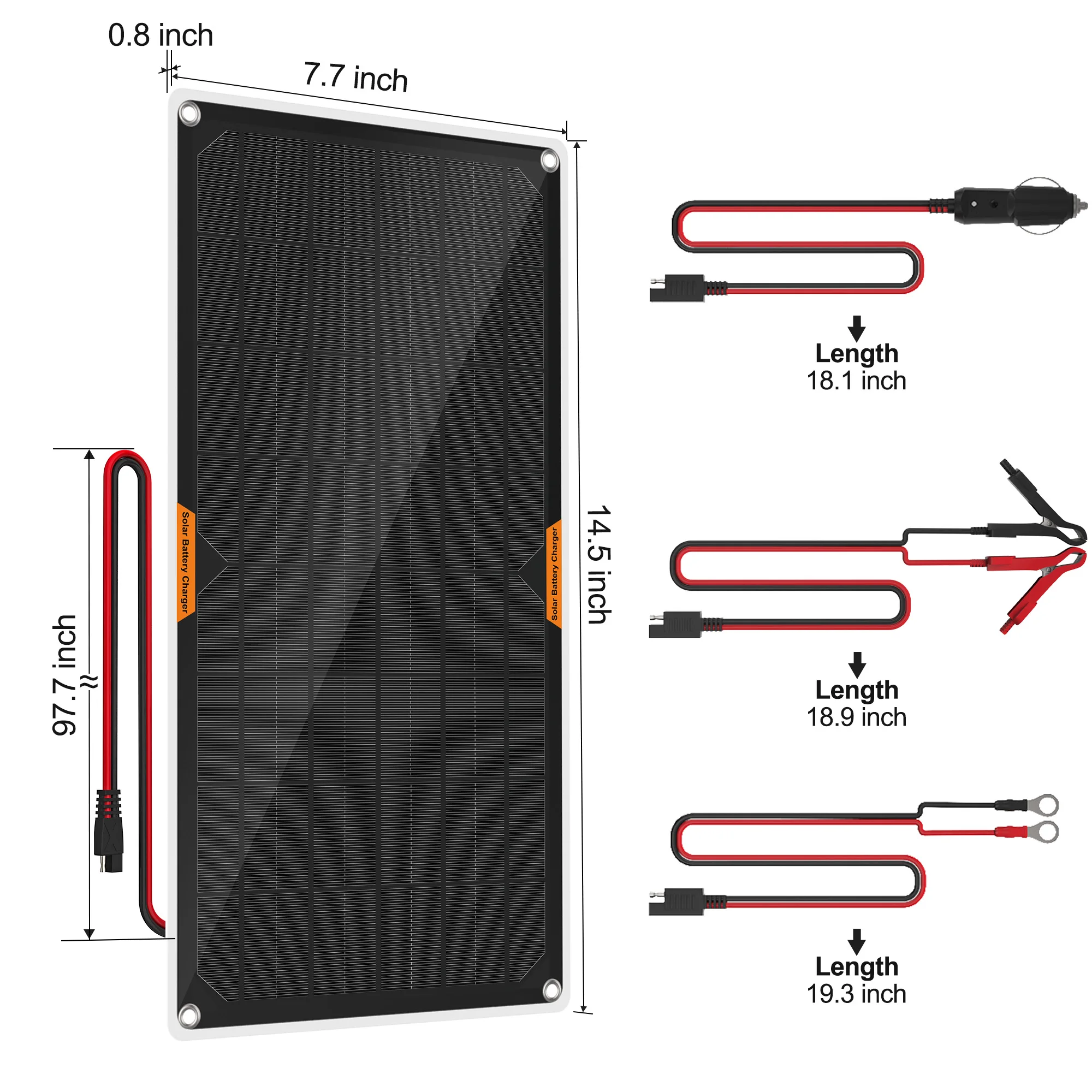 OYMSAE 10W 12V Solar Panel Trickle Battery Charger Maintainer Portable Waterproof for Car Boat RV with Cigarette Lighter Plug Al