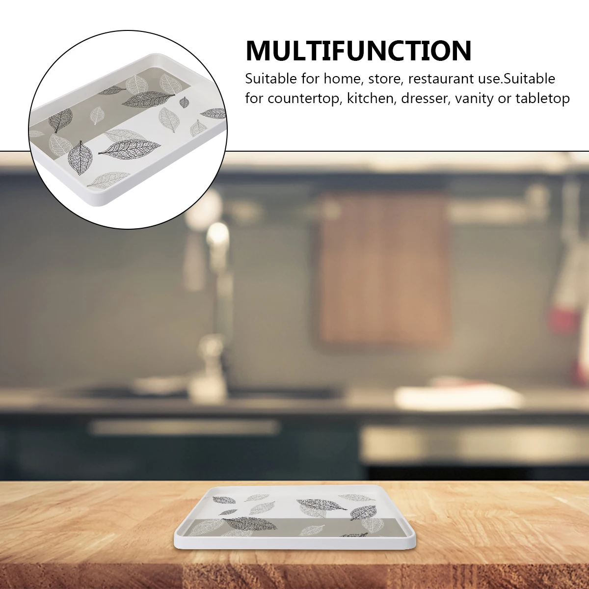 

Rectangle Tray Light Grey Melamine Smooth Surface Food Serving Breakfast Plate Fruit Snack Cocktail Meal Vegetable Decor