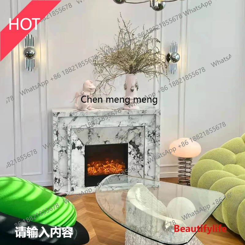 

A07 Marble fireplace French decorative stone carving fireplace Natural large white stone fireplace customization