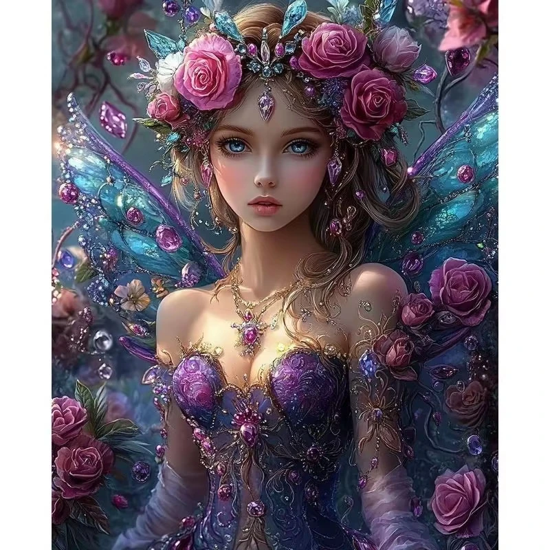 5D-Diamantmalerei-Sets für Erwachsene, Blumen-Frauen-Bild, Vollrunde Diamantkunst, Niedlicher Hund für Wanddekoration im Zuhause