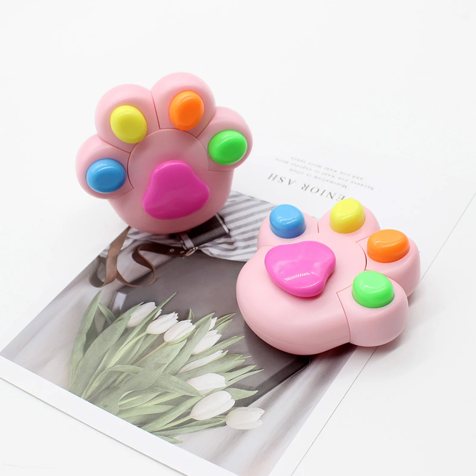 

5Pcs Cute Paw Shape Highlighters Fluorescent Marker Set for School Notes Five Colors Study Organization Journaling Student