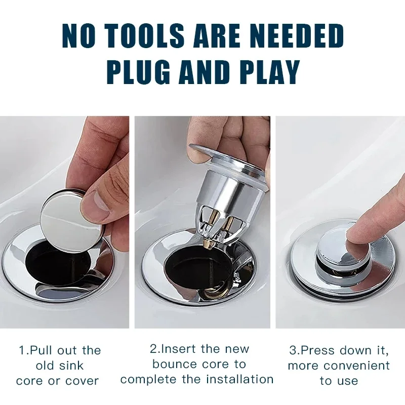 

Pop-Up Drain Filter Plug - Press Bounce Basin Bath Shower Sink Hair Extension Kitchen Bathroom Hardware Accessory