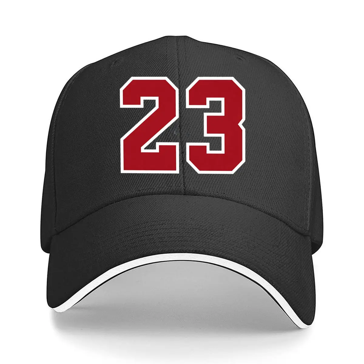 Bold Red Number 23 Varsity Sports Graphic Sandwich Baseball Cap Women Unisex Male