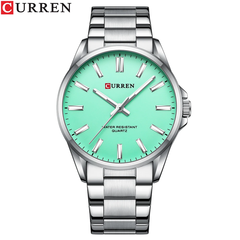CURREN Klassische Modemarkenuhren für Herren, Business-Quarz-Armbanduhren mit leuchtenden Zeigern und Edelstahlarmband 10