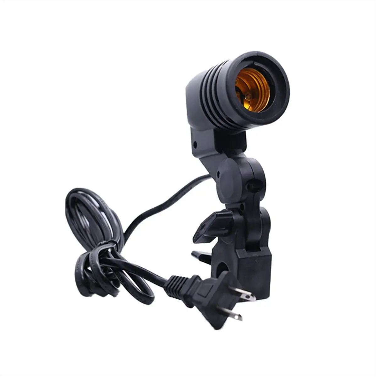 A40I 1.8m E27 Photography Light Lamp Holder with AC Socket Umbrella Holder and Bulb Mount for Photo Studio Lighting US Plug