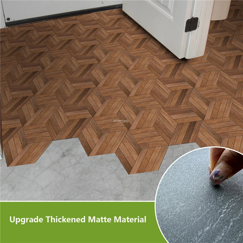 

Walnut Wood Grain Hexagonal Wall Stickers Living Room Balcony Home Decoration Waterproof Non-Slip Self-Adhesive Floor Stickers