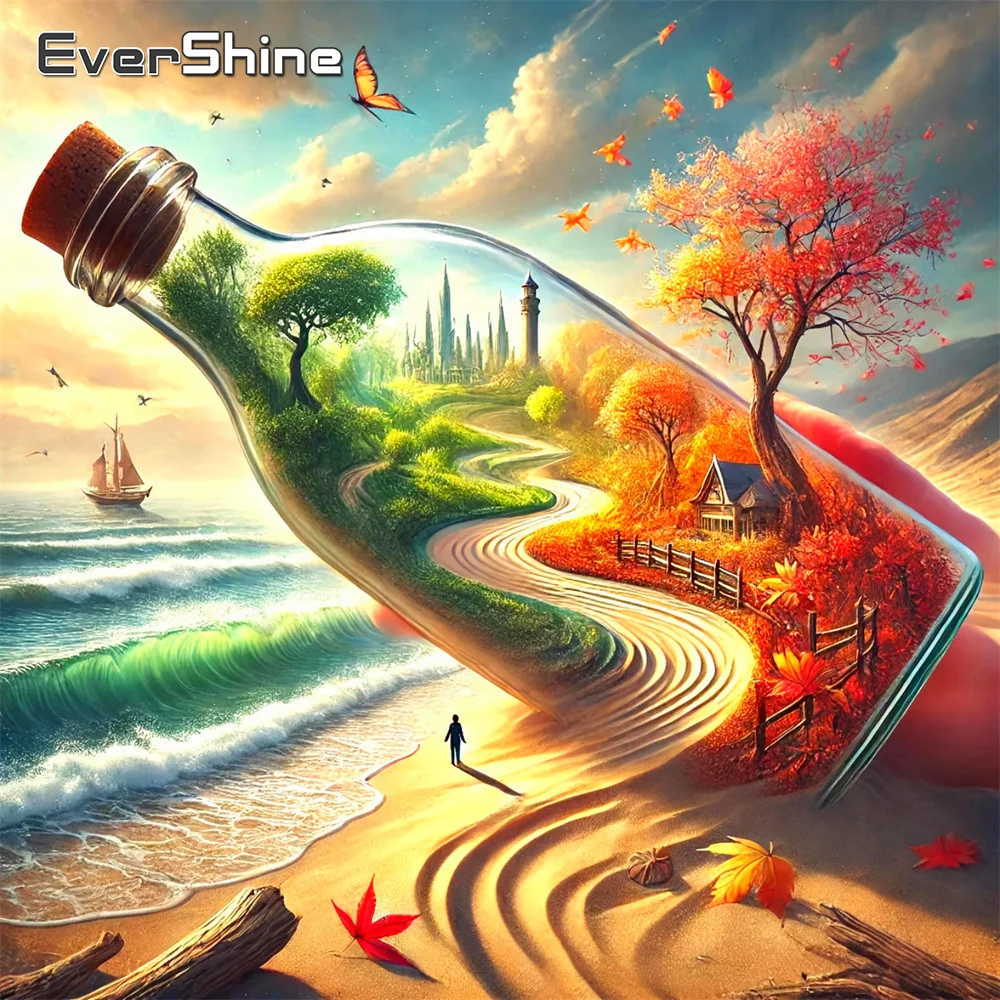 EverShine Diamantmalerei Meereslandschaft Bild Strass-Stickerei Treibflasche Vollquadrat-Mosaik Baum Heimdekoration