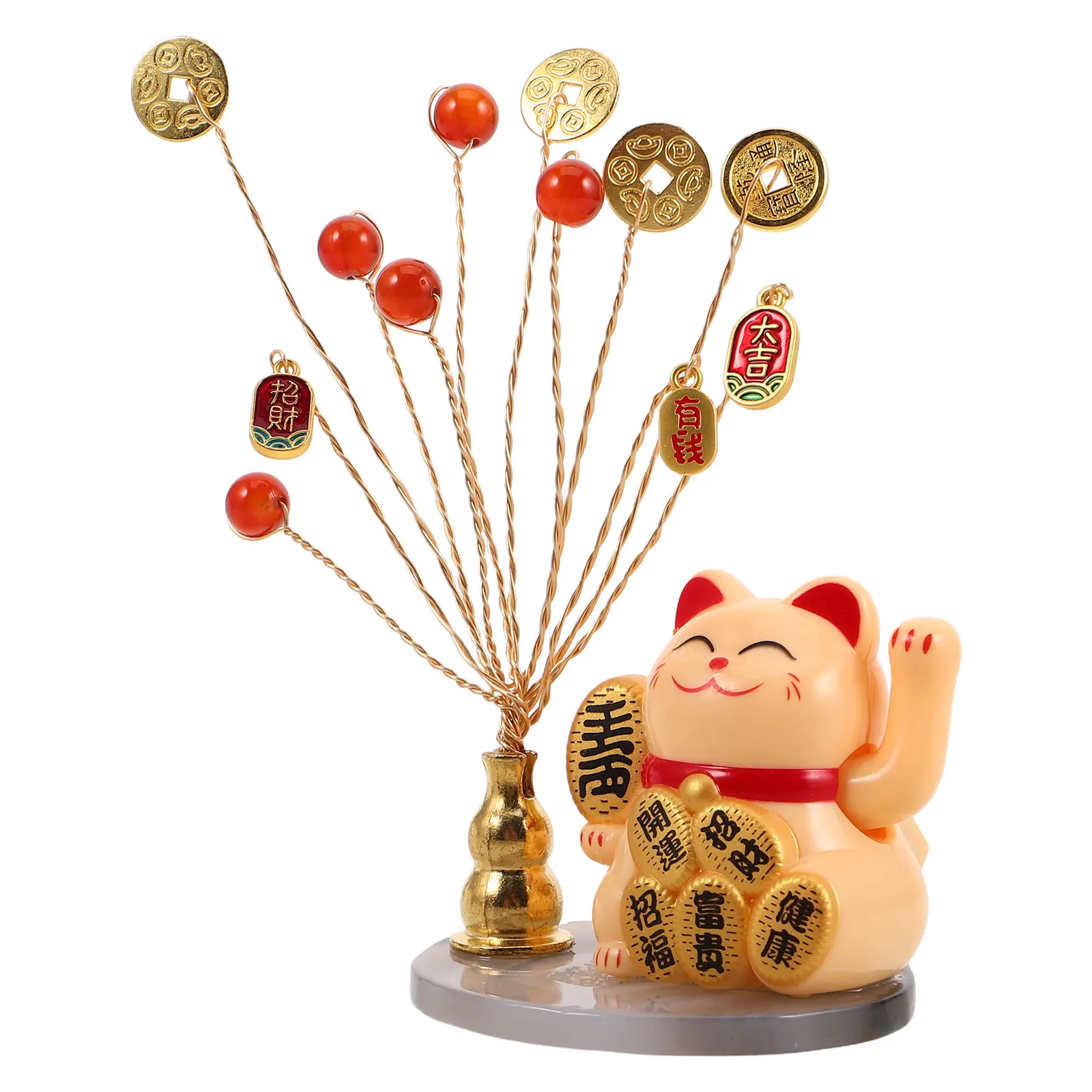 

Ornament Daily Fortune Beckoning Wealth Ornaments Waving Arm Yellow Collecting Good Figurine Decoration