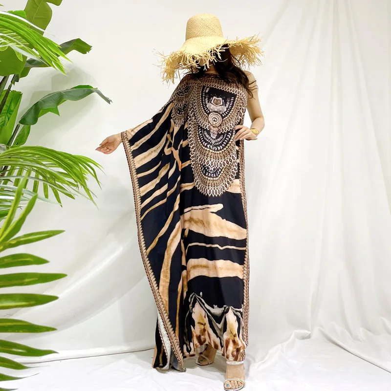 مثير غير متناظرة الكتف طويل الصيف الدكتور المرأة الراقية التخسيس شاطئ Vaion بحر ن طباعة فضفاضة الخصر با... #4