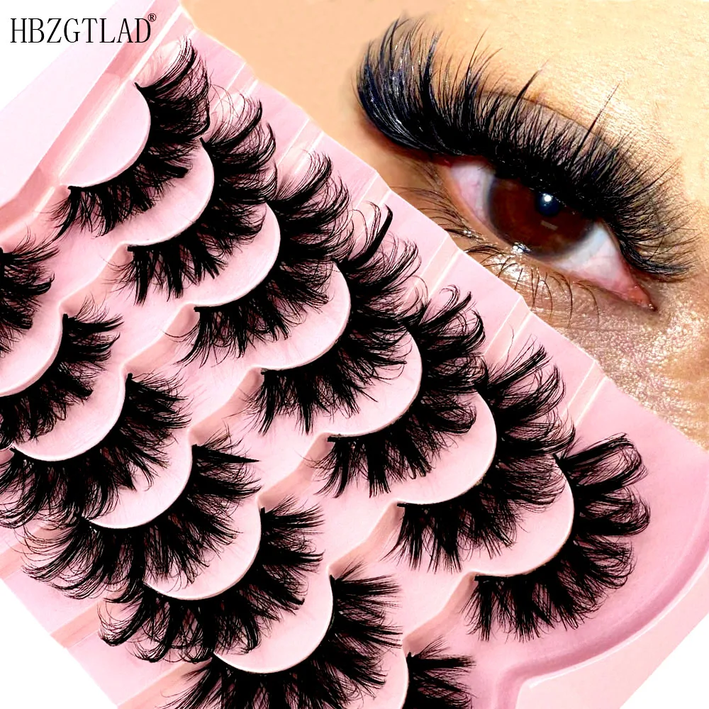 NEW 7 Pairs Pack 3D Wispy Cat Eye Fake Lashes Natural Fluffy Faux Mink Full Strip Makeup Eyelashes That Look Like Extensions