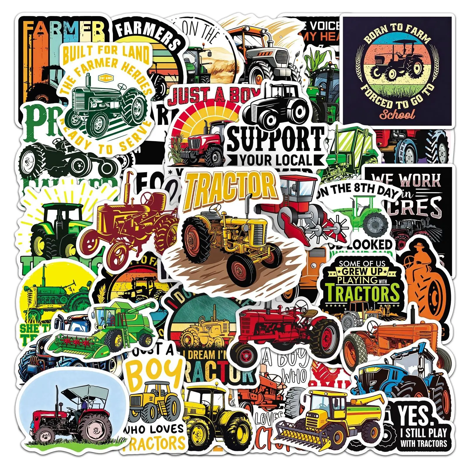 50 Stück Landwirtschaftliche Traktor-Graffiti-Aufkleber Dekoration Laptop Handy Gitarre Skateboard Wasserdichte Aufkleber Kinderspielzeug Partygeschenke