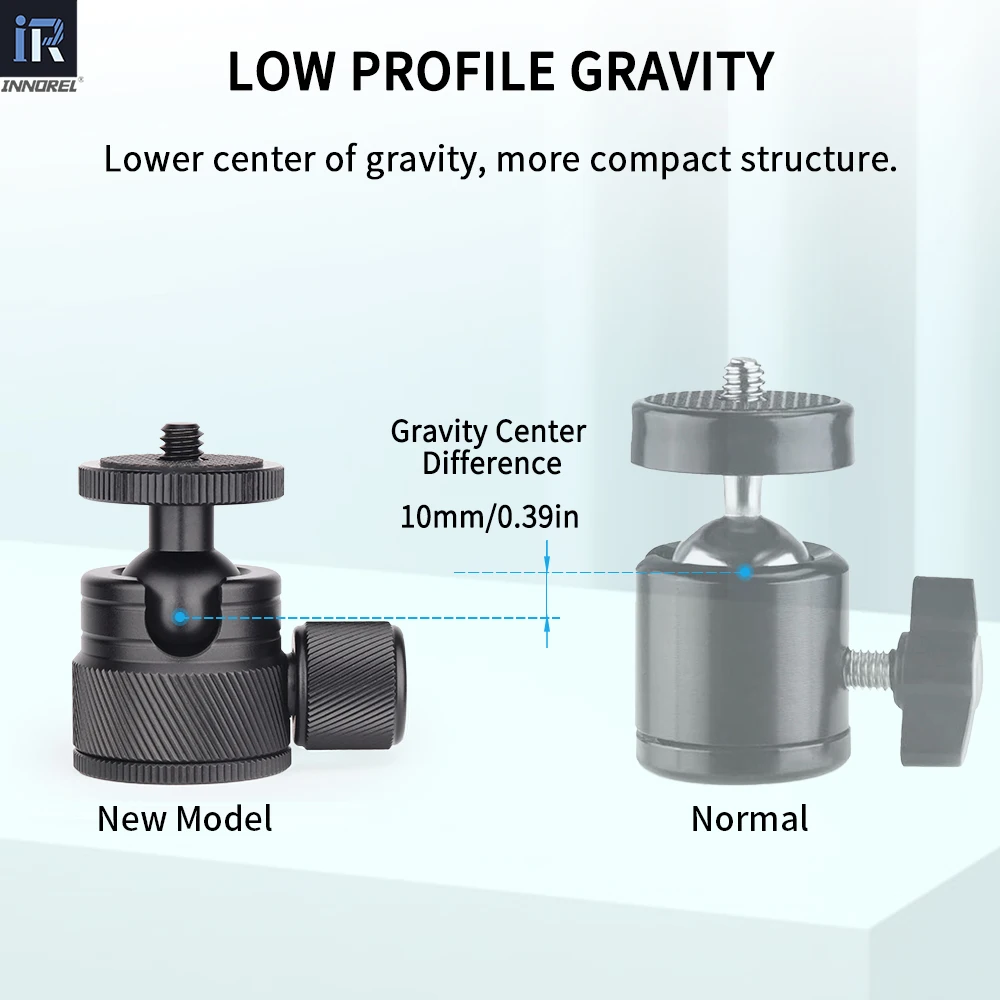 INNOREL C19 Mini Tripod CNC Metal Low Profile Ball Head 360° Pan 90° Tilt Tripods Mount Maxload 3kg for Mobile Phone Smartphone