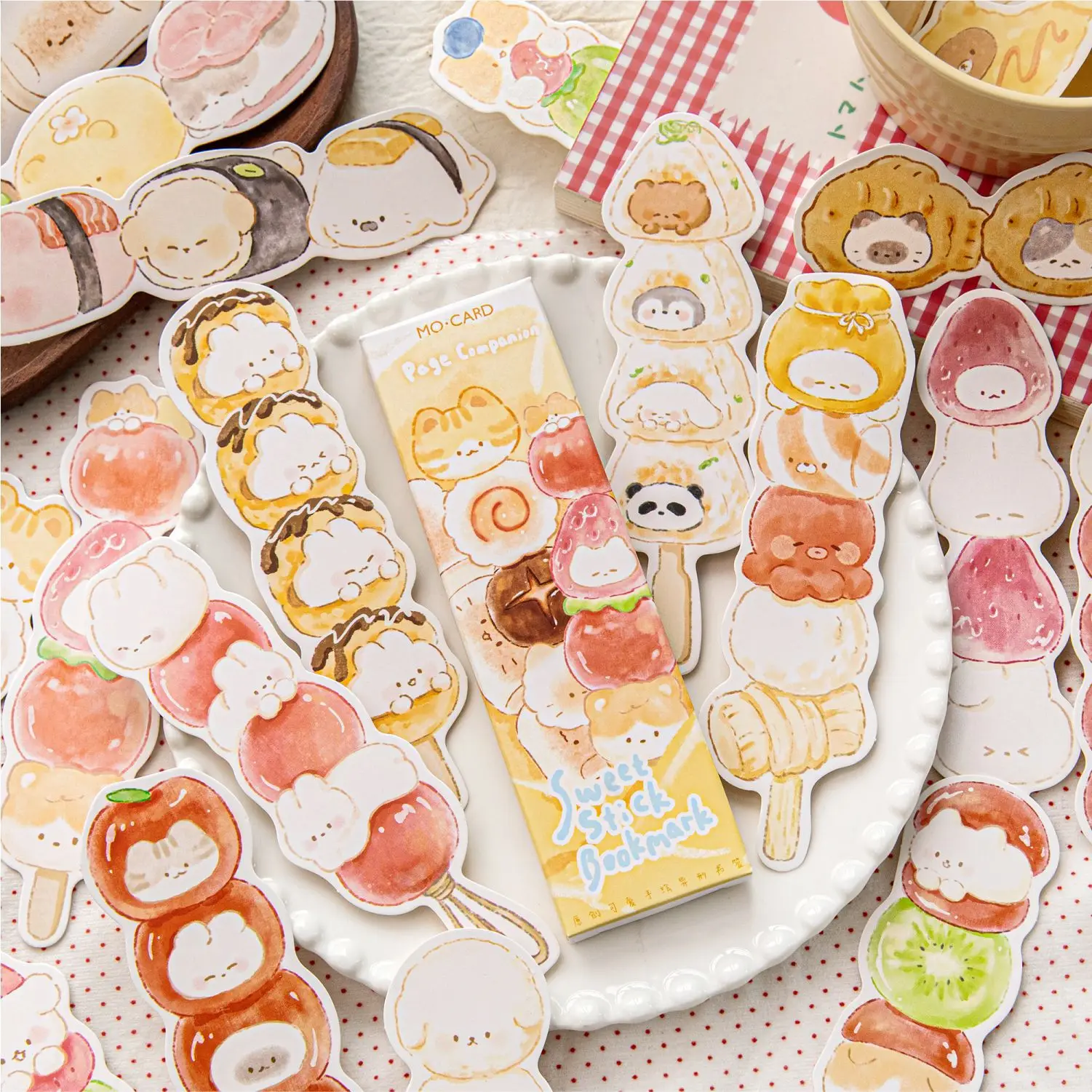 20 Stück/Box Kawaii Honig-Fruchtspieße, Lesezeichen-Set in Box, niedliches handgezeichnetes Muster, Lesezeichen zum Lesen und Schreiben