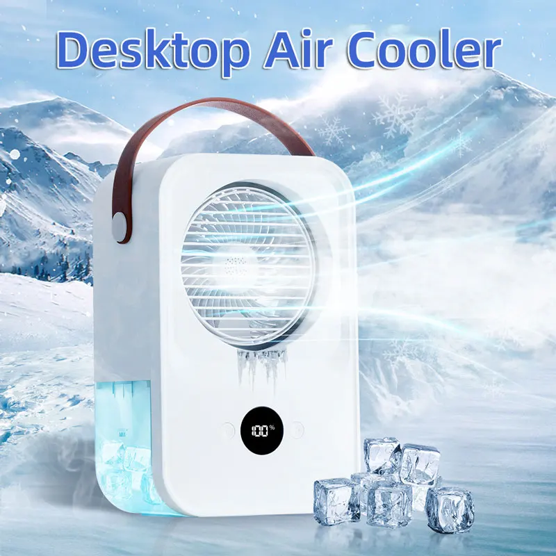 

Mini Air Conditioning Electric Fan USB Rechargeable Household Desktop Camping Spray Humidification Fan Wireless Portable Cooler