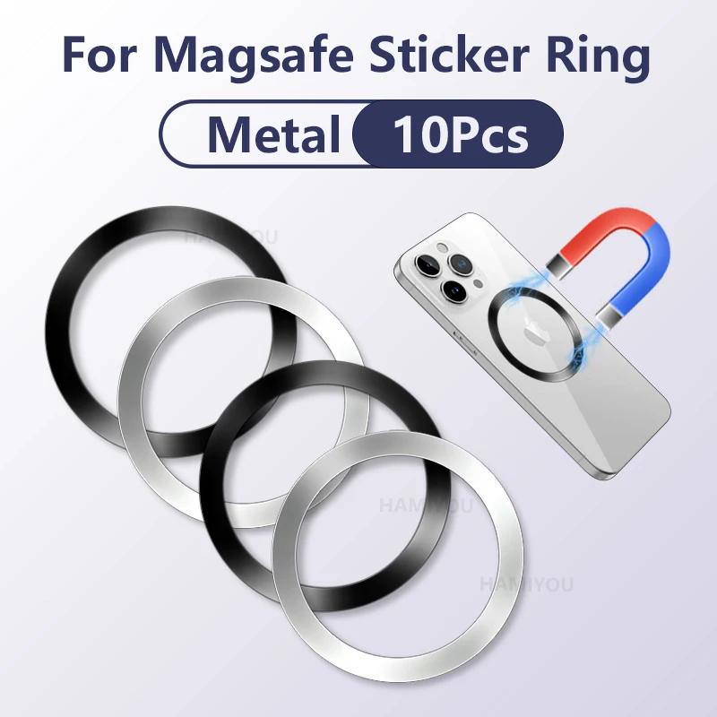 10-1pcs Magnetic Metal Plate Ring Metal Plate Sheet Wireless Charger Iron Sheet Sticker for Apple Magsafe Wireless Charging