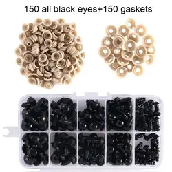 150pcs 6-12mm Eyeball Doll Accessories Black Plastic Plush Safety Eyes For Plush Toy Crochet Craft Dolls