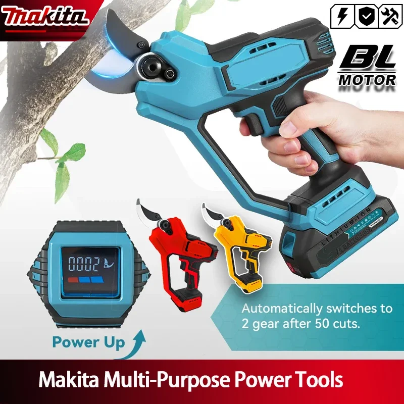 

Беспроводные электрические секаторы Makita с бесщеточным двигателем, 35 мм, мощные ножницы для обрезки веток, электроинструмент для Milwaukee/DEWALT