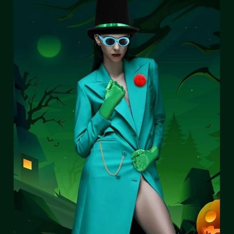 5asd 人間工学に基づいた生地コスプレ帽子手袋ストッキング毛皮のようなブローチセットアニメファンハロウィンコスチュームデザインプロジェクト