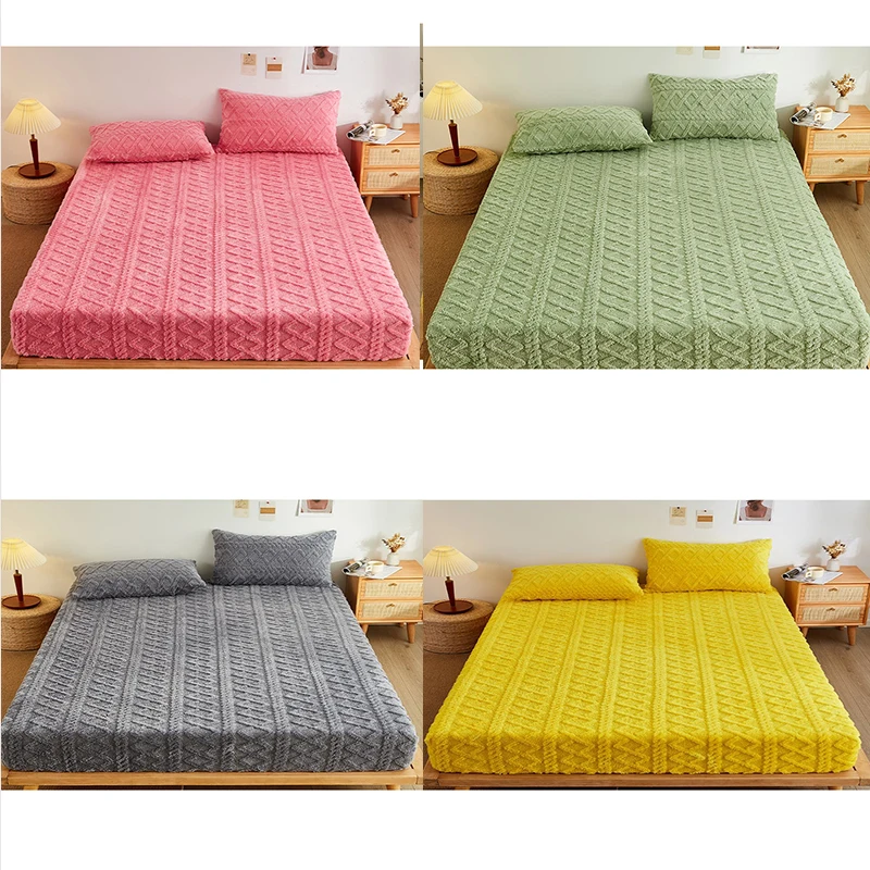 Coral Velvet Bedsheet  Bedspread  Milk Velvet Mattress Protective Cover  Winter Plush Insulation Bedspread