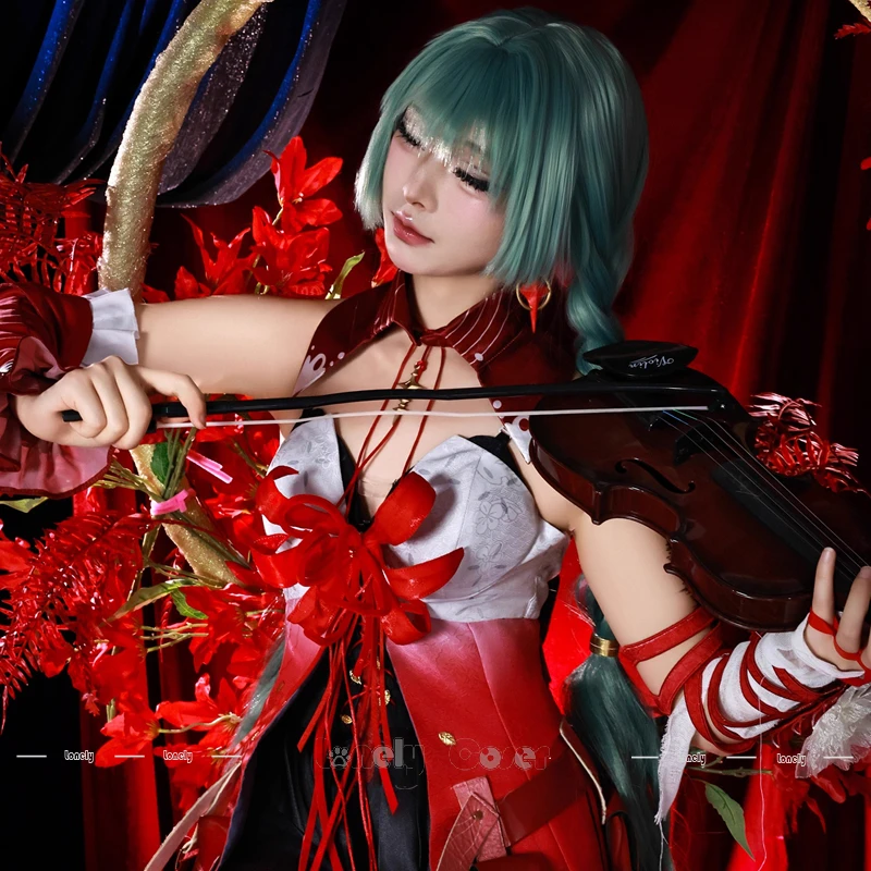 Wuthering موجات Phrolova تأثيري حلي فستان شعر مستعار أغطية الرأس الأكمام الدعائم مجموعة كاملة للنساء الفتيات Fractsidus هالوين كرنفال #5