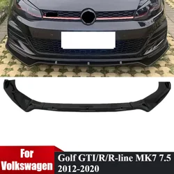 Front Bumper Lip For VW Golf MK7 MK7.5 GTI GTD R R-Line 2012-2020 Front Bumper Splitter Lip Spoiler Car Body Kit Glossy Black