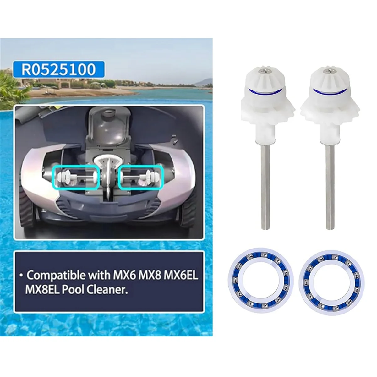 Kit de limpeza de piscina com eixo de transmissão de substituição do eixo de transmissão R 0525100   R R 0527000   para limpador de piscinas Zodiac MX6 MX8