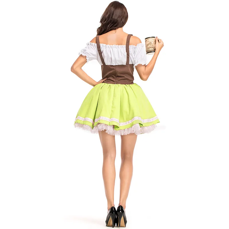 Vestido verde feminino para festival de cerveja, traje bávaro tradicional, saia dirndl, roupa de bar, Oktoberfest