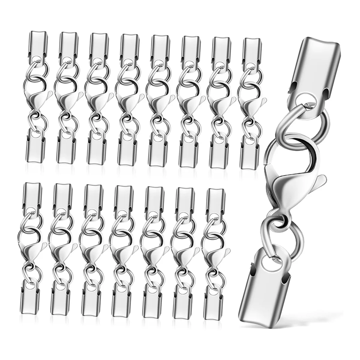 40 Pcs Stainless Steel Lobster Claw Jewellery Clasps Necklace Double Bracelet Extenders Pendulum Lobster Claw Clasps