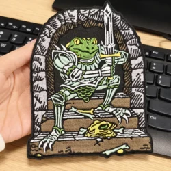 1PC Frog Knight In The Middle Ages Embroidered Patch Morale Badge DIY Gift Iron On Patches For Clothes Cap Jacket Trucker Hat