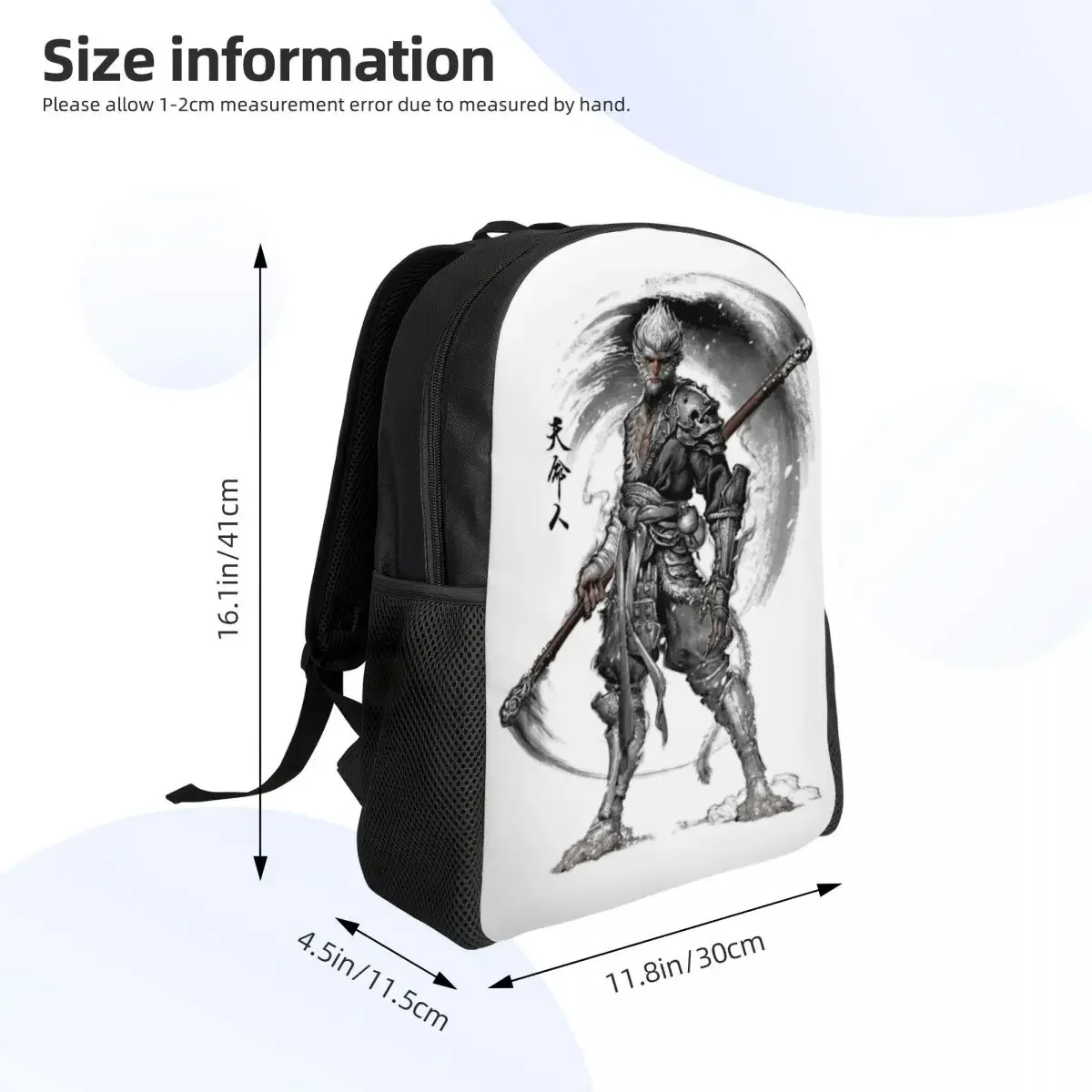 مخصص القرد الملك Wukong أسطورة الفولكلور حقائب الظهر للنساء الرجال مقاوم للماء كلية مدرسة لعبة فيديو عاشق حقيبة طباعة حقائب الكتب #4