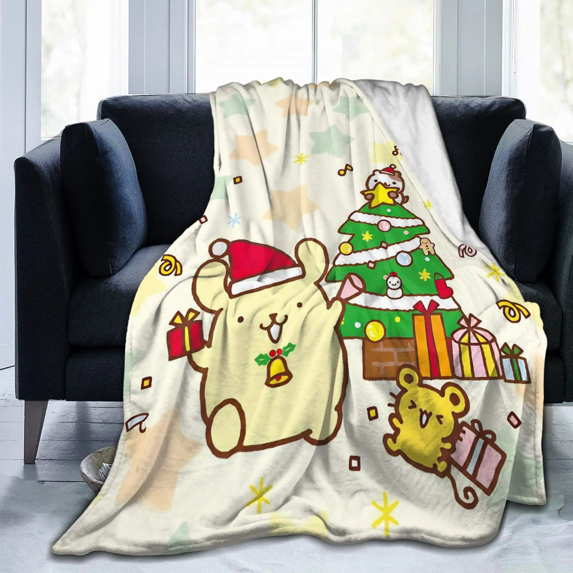 Pompompurins Christmas Holiday Cute Blankets Flannel Decoration  Portable Lightweight Throw Blankets for Home Outdoor Bedspread