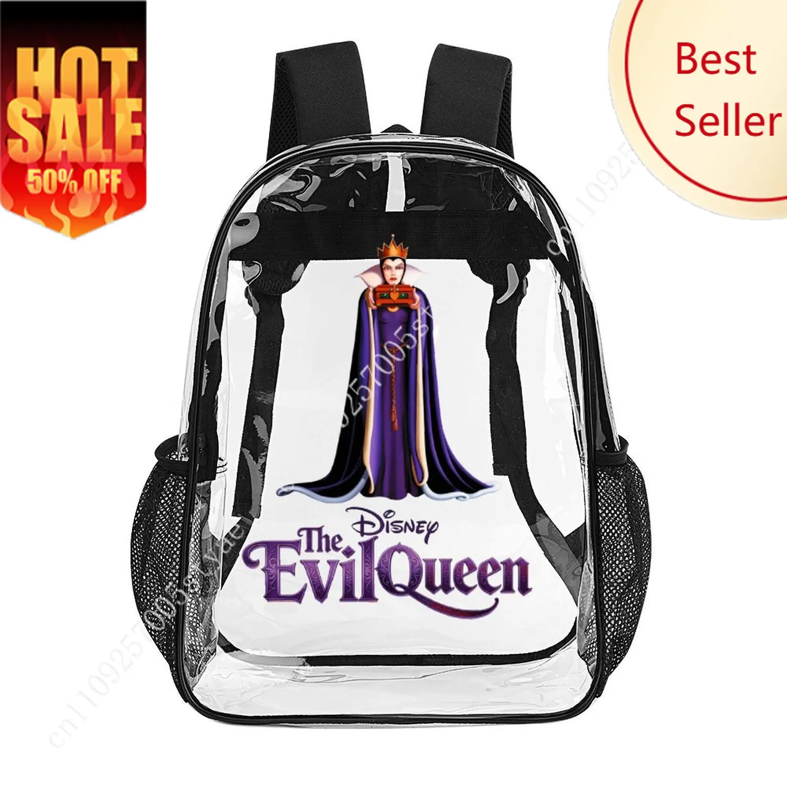 

The Evil Queen Transparent Backpack Disney Cartoon Decorative Bag Design Your Photos Logos Text Customized Party Holiday Gifts