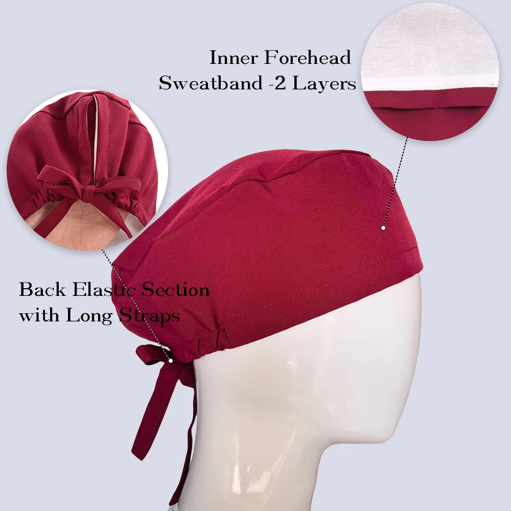 24 الصلبة الألوان النساء القبعات الممرضات العمل قبعة 4-way تمتد الشعر القصير الدعك Skullcap للرجال F-SG-02