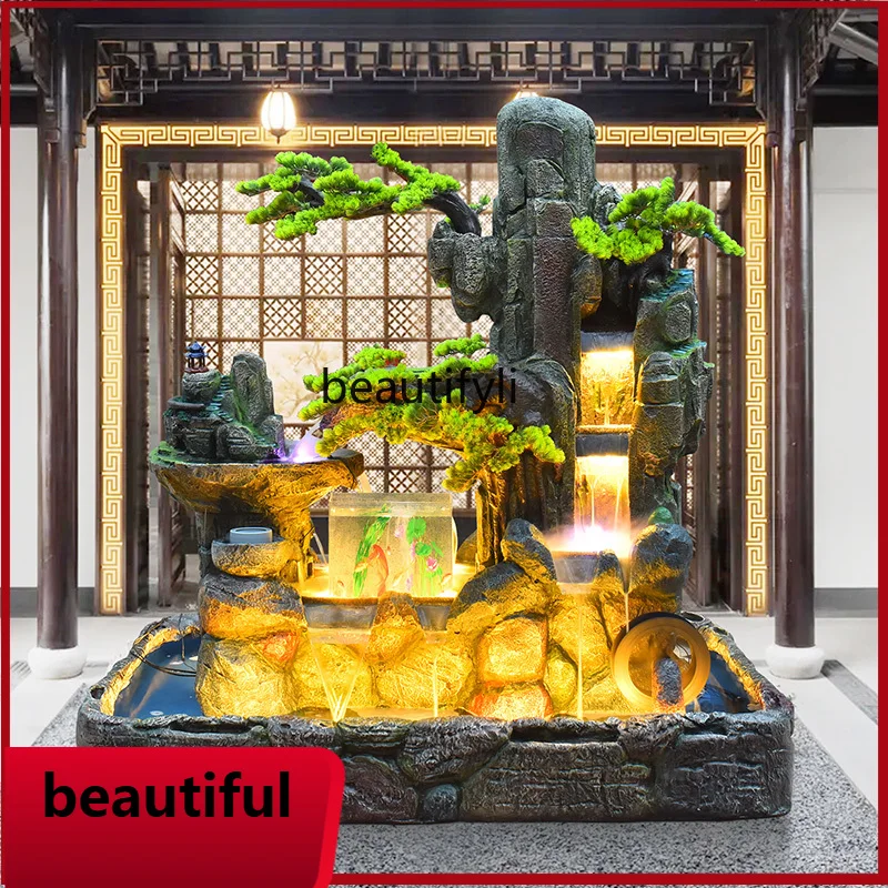 

F132 Double-sided rockery flowing water fountain fish tank water wheel outdoor decoration balcony landscaping ornaments