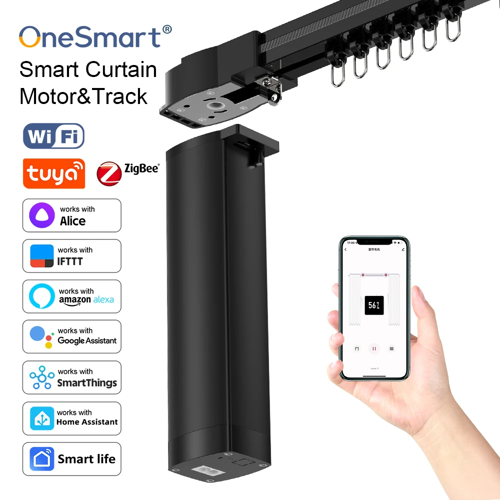 OneSmart Tuya Smart Life Wifi Zigbee Automatic Electric Curtain Rail Track Motor Support Alexa Google Home Assistant