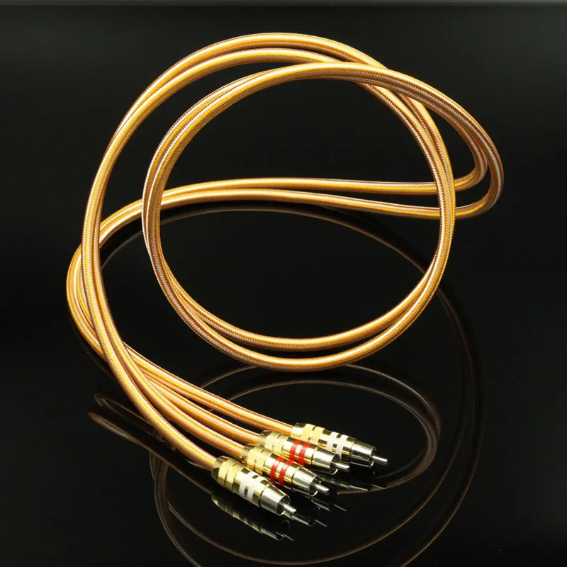 1Pair Plated RCA to RCA Silver Audio Interconnectio Cabls for Amplifier CD Player