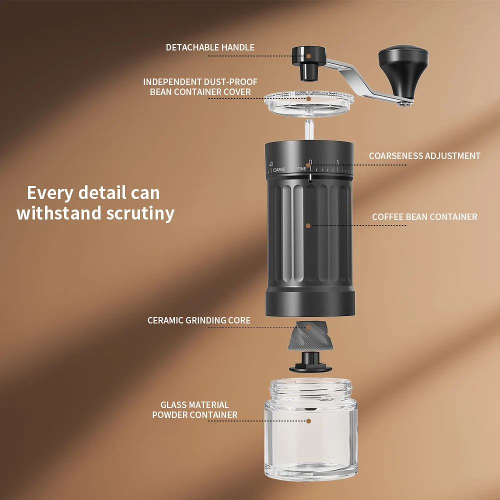 External Adjustable Conical Burr Detachable Outdoor Portable Coffee Mill Manual Coffee Grinders With Scale - view 2