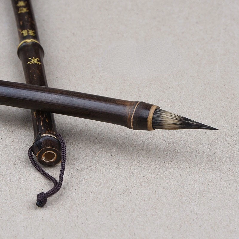 Luxurious Purple Rabbit Hair Chinese Calligraphy Brush Pen Ancient Bamboo Small Regular Script Writing Drawing Brush Stationery