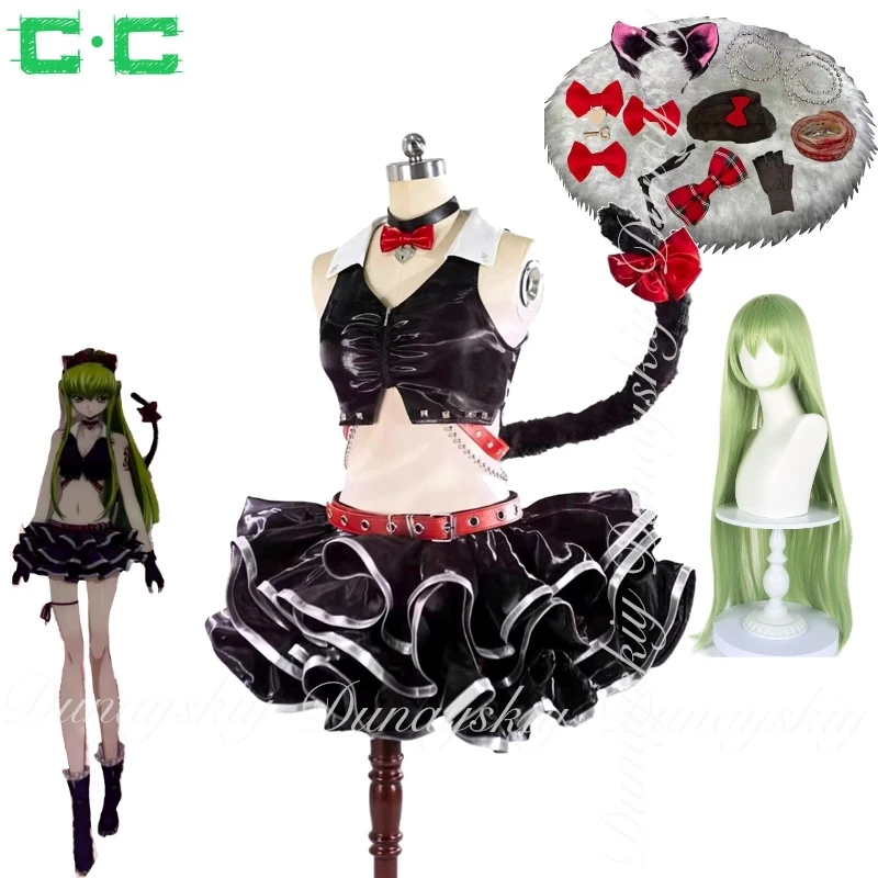 

Лелуш Восстания C.C. Косплей с красной, черной полосой, униформа и парик C.C Cat Band, косплей 코스프레, аниме, весь костюм
