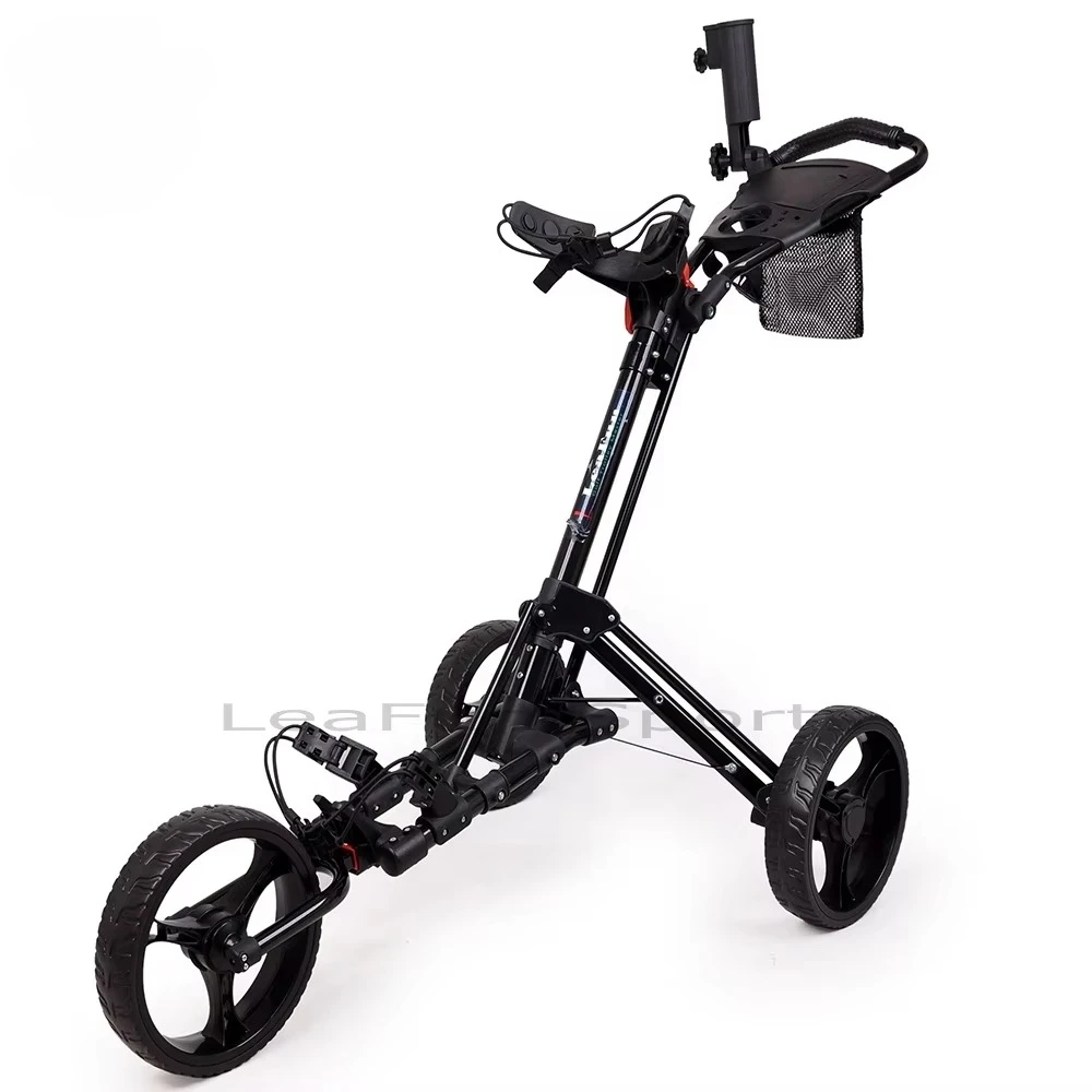 One-touch Easy Folding Manual Golf Trolley With Foot Brake Freewheel Multi-function Scorecard Holder