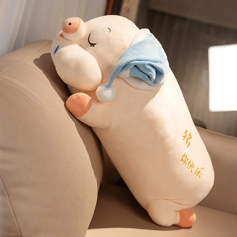 Kawaii Longo Pelúcia Porco Abraço Travesseiro para Crianças, brinquedo de pelúcia, Macio Anime Animal, Cartoon Piggy Doll, Presente de Natal para Bebés Meninas