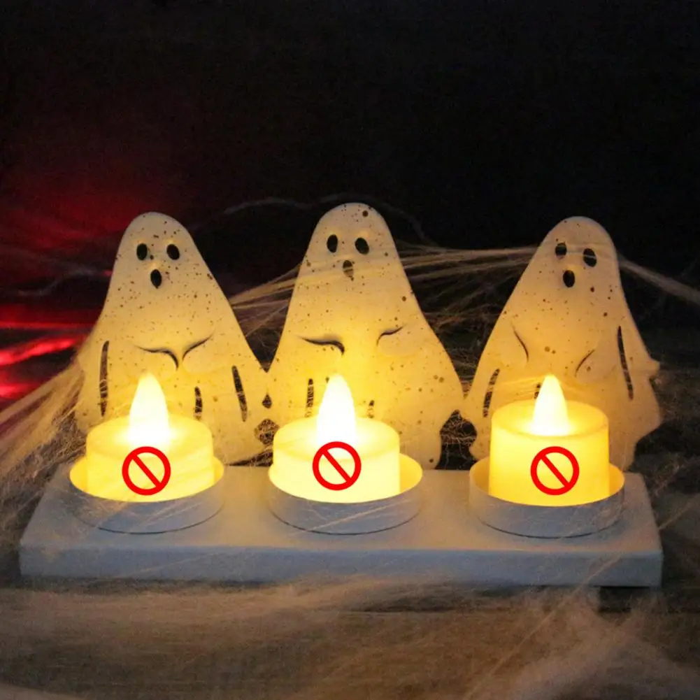 

Halloween Decoration Candlestick Spooky Ghost Candle Holder Trio Metal Tealight Stand Halloween Decoration Metal Ghost Candle